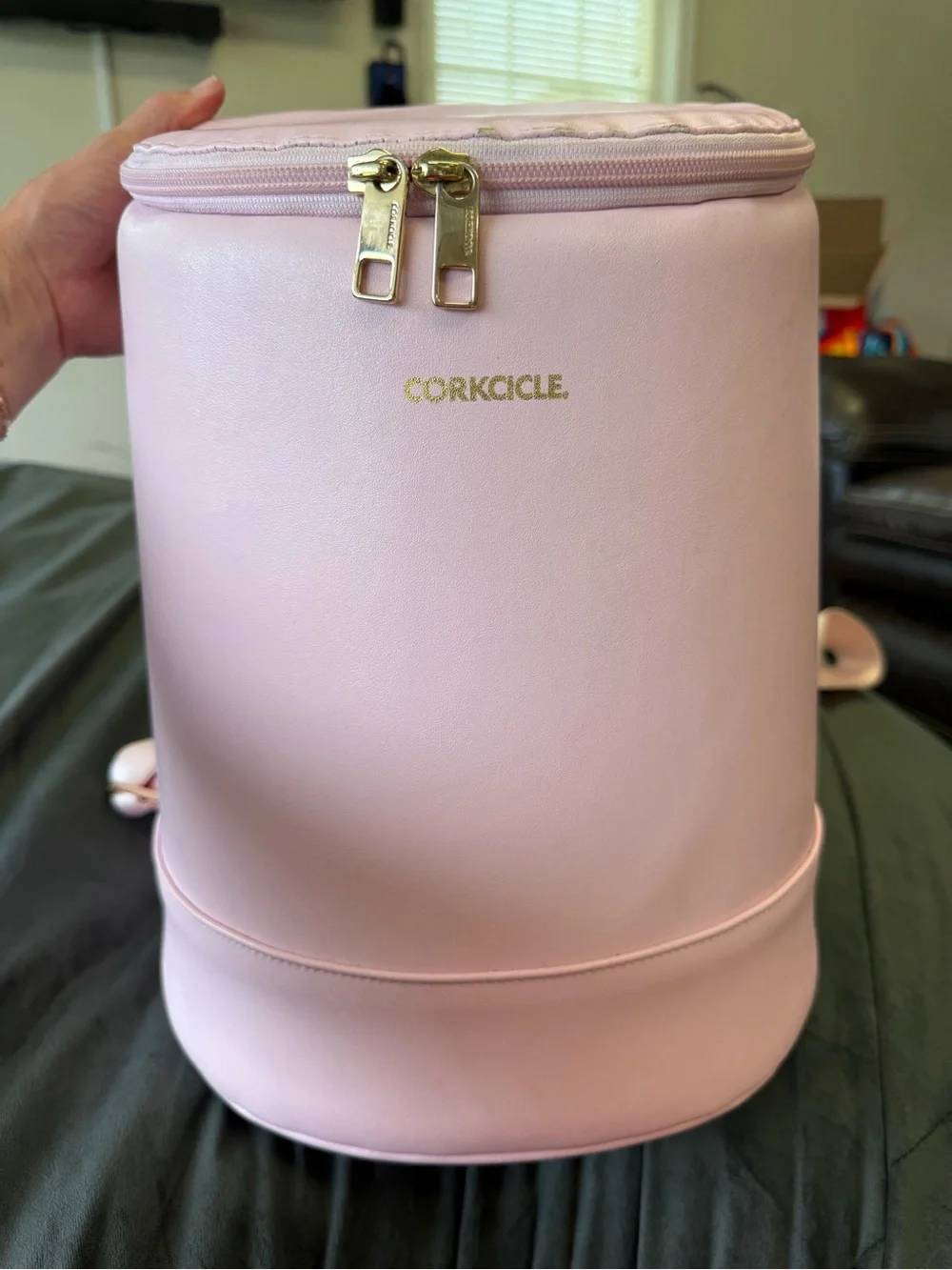 Corkcicle Blush Pink Insulated Cosmetic Case with Gold Hardware